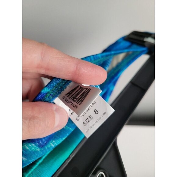 VTG Athena Blue Bikini Swimsuit Push Up Top High Cut Bottom Bathing Suit 8 - Picture 5 of 6